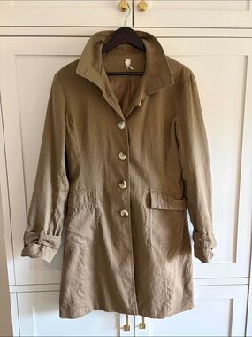 Roxy Women's Brown Tan Single-Breasted Trench Coat Size Large (Flaw)